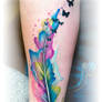 Watercolor Feather Butterfly Tattoo