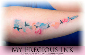 Watercolor Bird Silhouette Tattoo