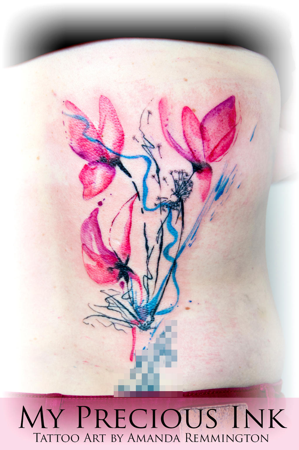 Watercolor Abstract Flower Tattoo