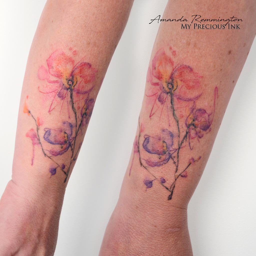 Freehand abstract watercolor orchid tattoo by Mentjuh on DeviantArt