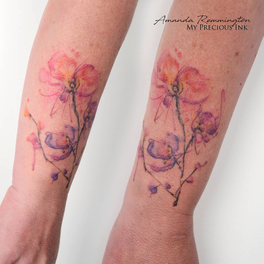 Freehand abstract watercolor orchid tattoo by Mentjuh on DeviantArt