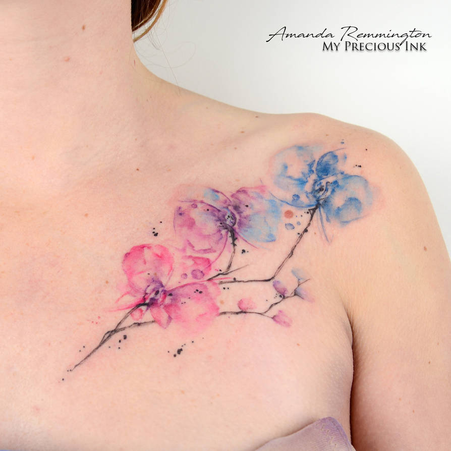 Freehand watercolor orchid tattoo by Mentjuh on DeviantArt
