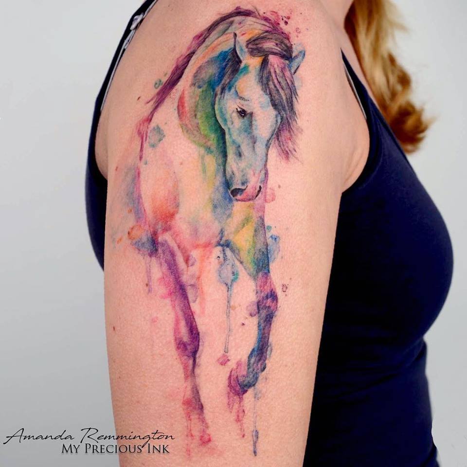 Freehand watercolor horse tattoo by Mentjuh on DeviantArt