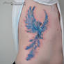 Blue Freehand watercolor Phoenix tattoo