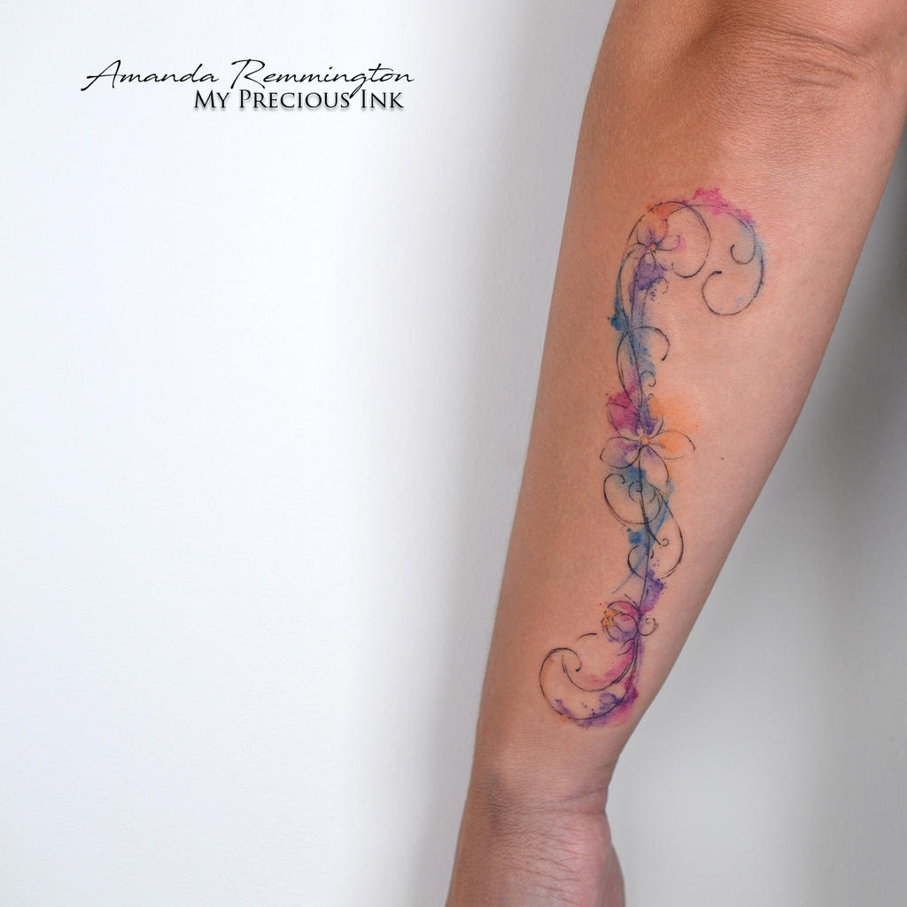 Freehand watercolor swirl floral tattoo by Mentjuh on DeviantArt