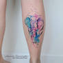 Freehand watercolor elephant tattoo