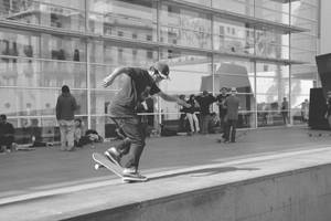 Skaters outside the MACBA