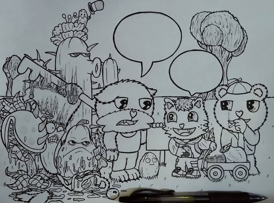 Plants vs Zombies: HTF edition, WIP (lineart) by BigRickSmith on DeviantArt