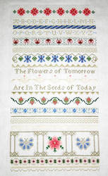 Tomorrow's Flowers cross stitch band sampler