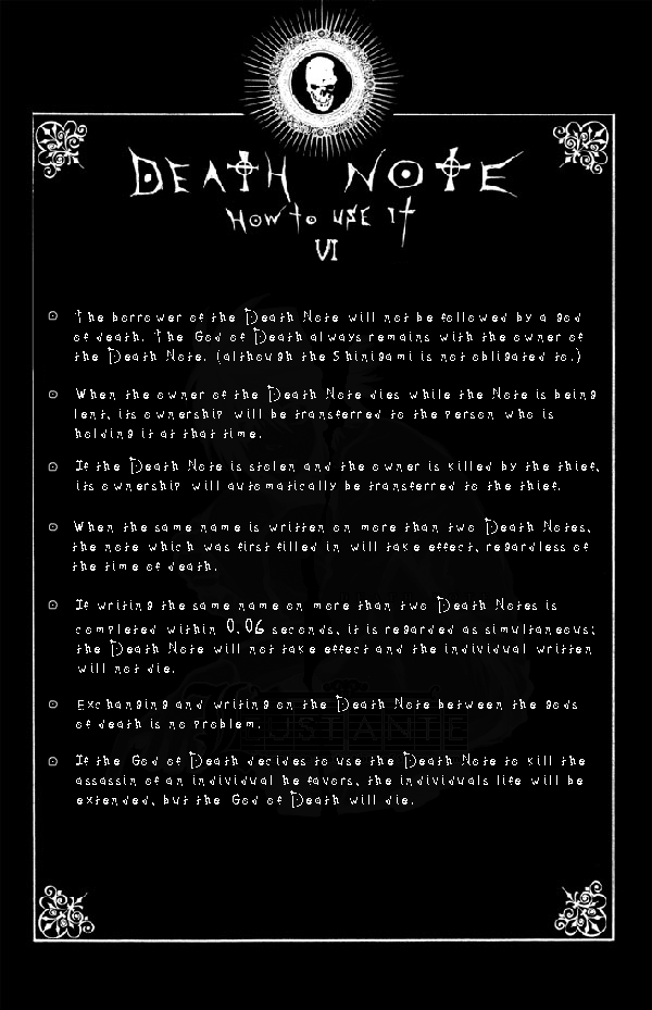 Death Note Ruls And Pages Death Note Rules Page 6