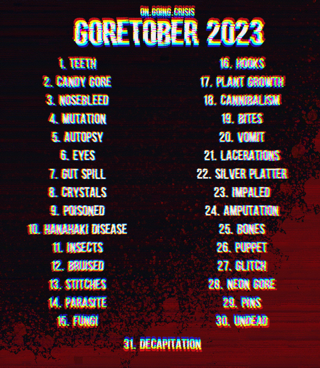 Goretober 2025 List