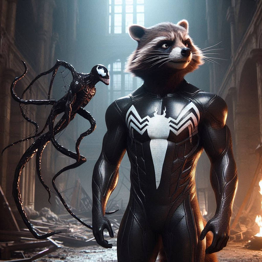 Rocket - venom suit (84) by SymbioteAI on DeviantArt