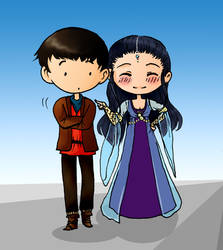 Morgana pokes Merlin
