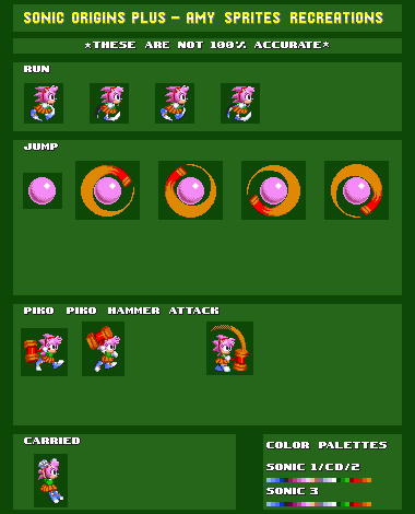 Sonic Origins Plus - Amy Sprites Recreations V2 by MarioYT21 on