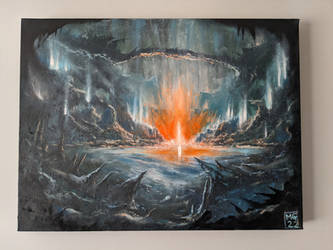 fantasy cave, oil on canvas