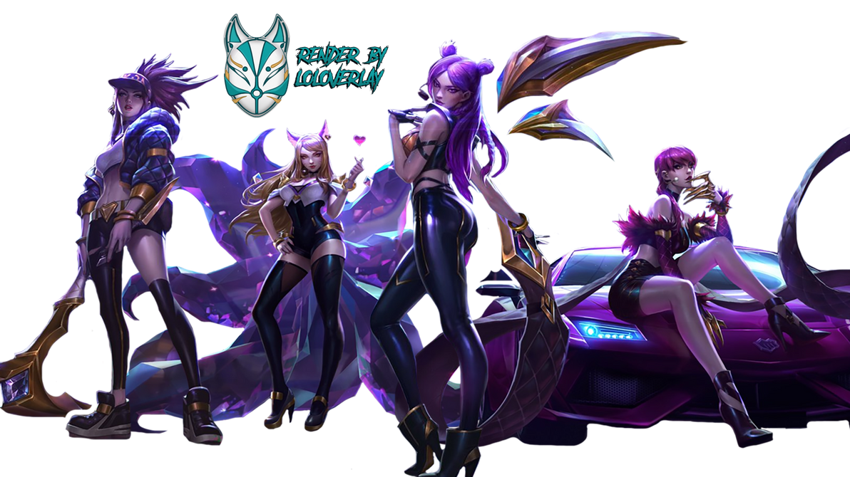 Kda Cast K/DA Ahri Evelynn Kai'Sa Akali - Render by LoL-Overlay on DeviantArt