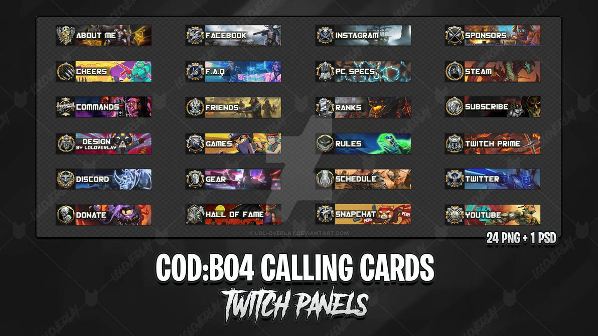Custom Calling Cards Cod COD:BO4 Calling Cards - Twitch Panels by LoL-Overlay on DeviantArt