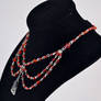 Red glass beads unique spider necklace