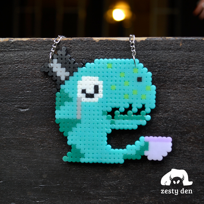 My Little Tea Rex Perler Hama Beads Necklace