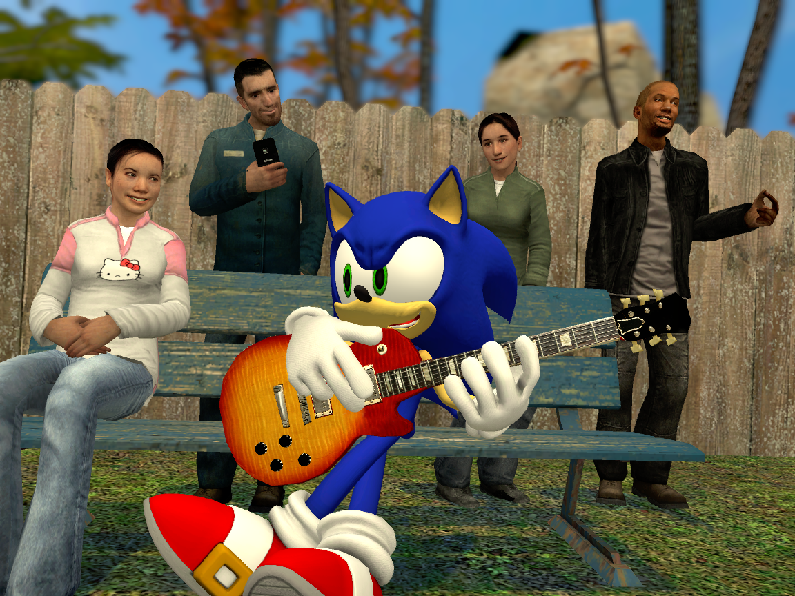 Sonic playing guitar