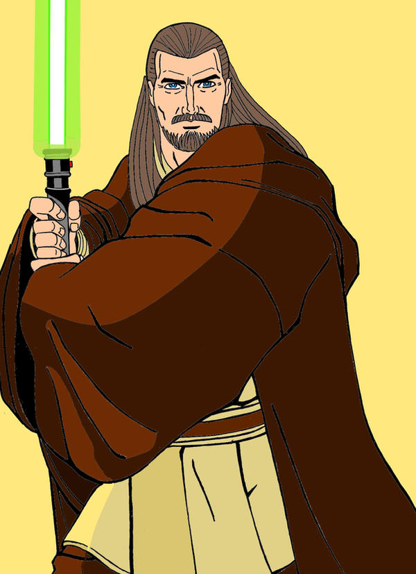 Portrait of Qui-Gon Jinn made by Deviantart user Blazbaros based on what  Jinn could have looked like in the 2003 Clone Wars mini-series : r/StarWars