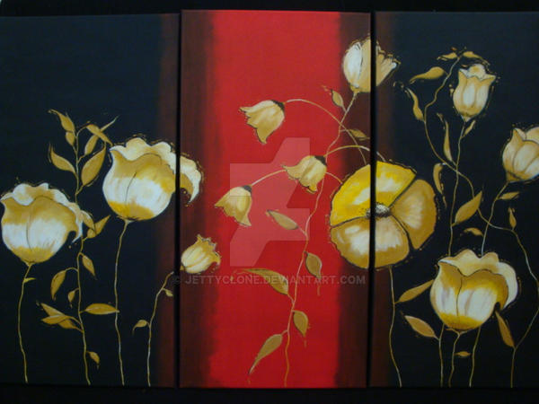 23x34 Inch-red stroke flowers