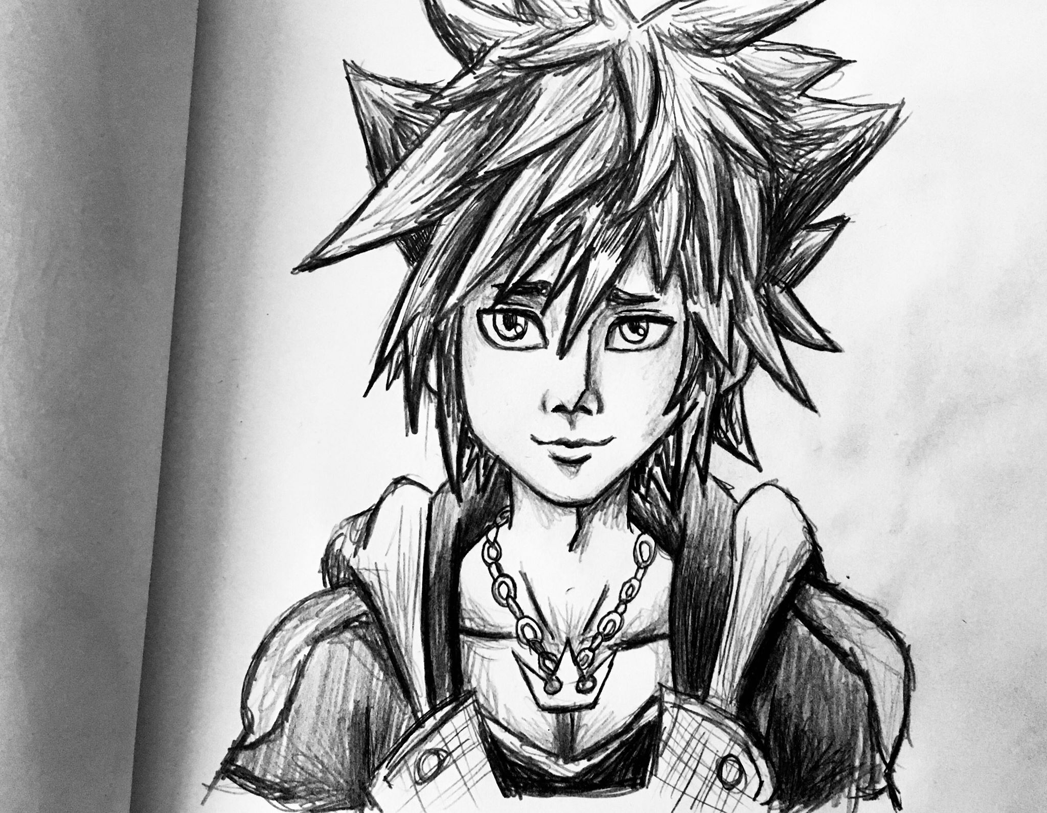Sora Pencil Drawing KINGDOM HEARTS FAN ART Sora And Roxas Eating