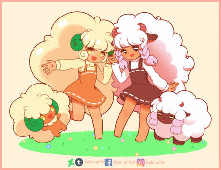 Whimsicott and Wooloo Gijinkas