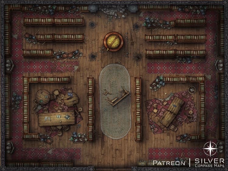 Ruined Library | Battlemap | 30x40 by SilverCompassMaps on DeviantArt