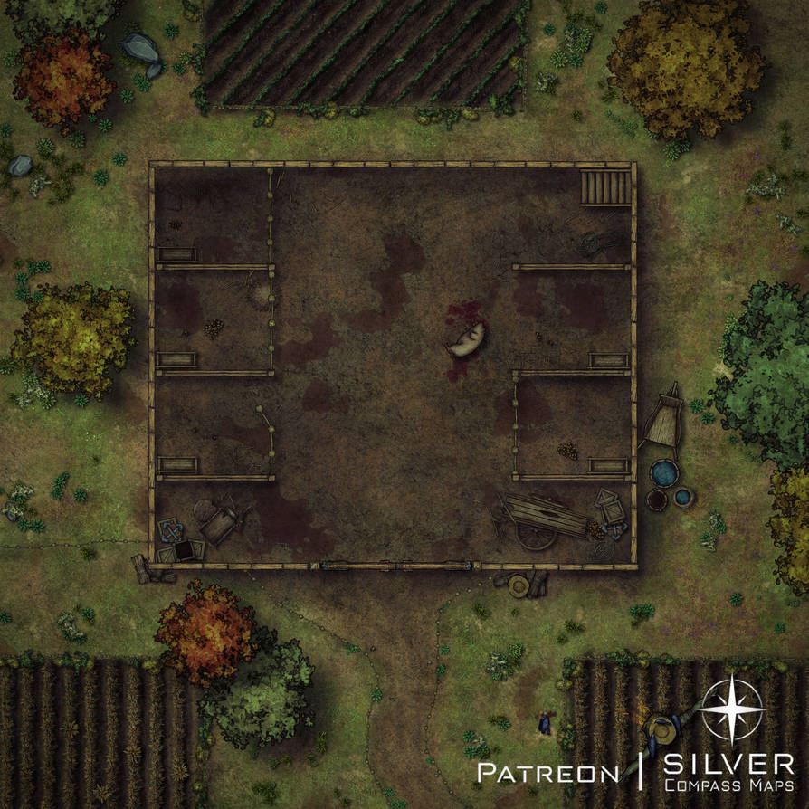 Barn Hunting Map Abandoned Barn Lower Floor | Battlemap | 40x40 by SilverCompassMaps on ...