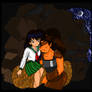 Kagome and Koga in a Cave