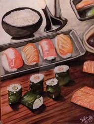 Sushi Watercolor Practice 