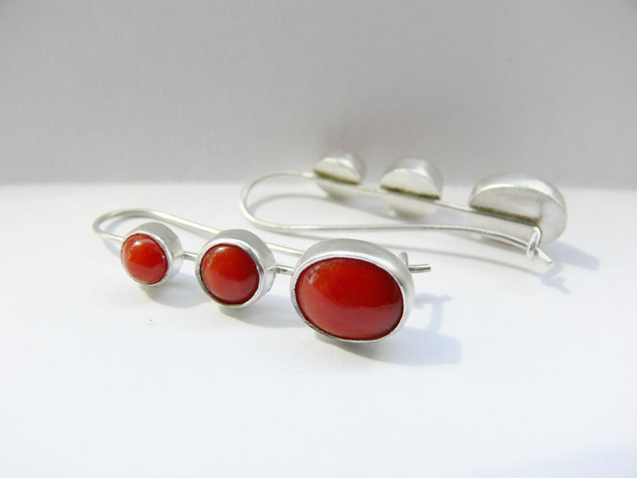 Silver earrings with corals