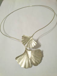 Silver ginkgo necklace