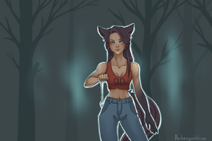 One more drawing with wolf-girl