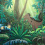 Primordial Reverie - Young T-Rex Amidst the Jungle