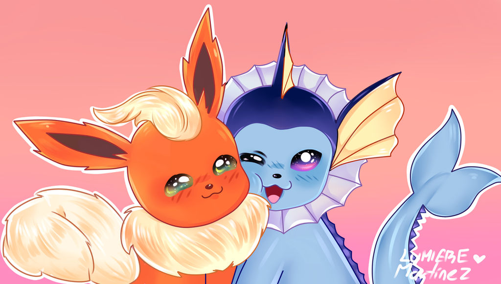 Flareon and Vaporeon - Commission