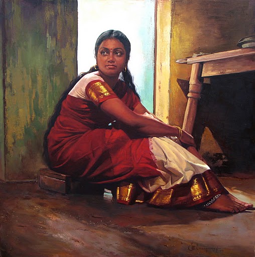 Paintings of Traditional Tamil Girls