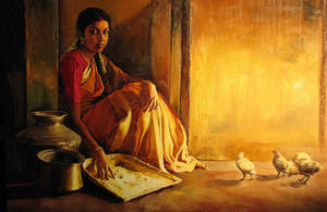 Paintings of Traditional Tamil Girls