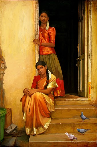 Paintings of Traditional Tamil Girls