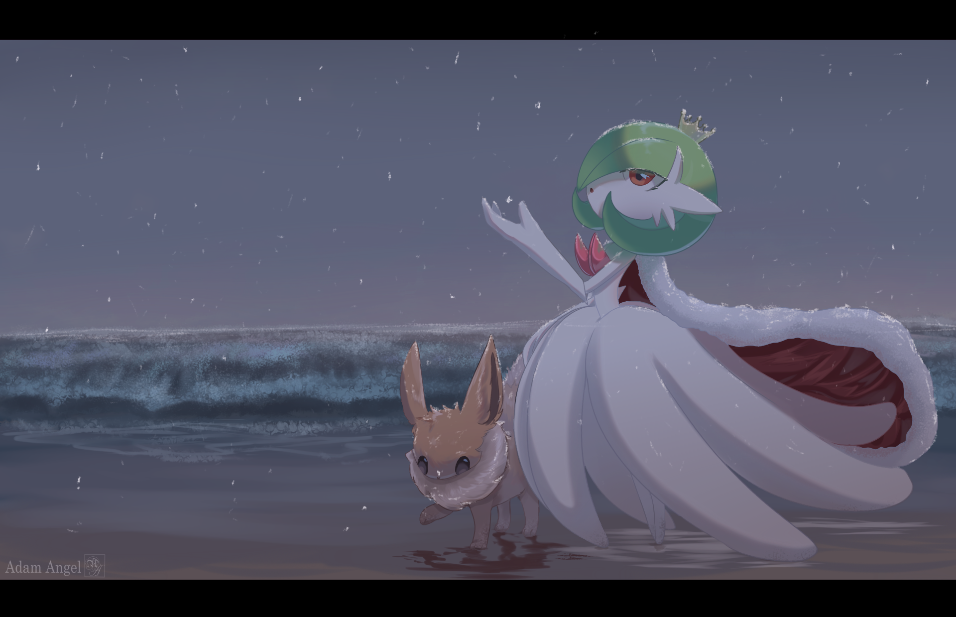 Full-body gardevoir in the snow