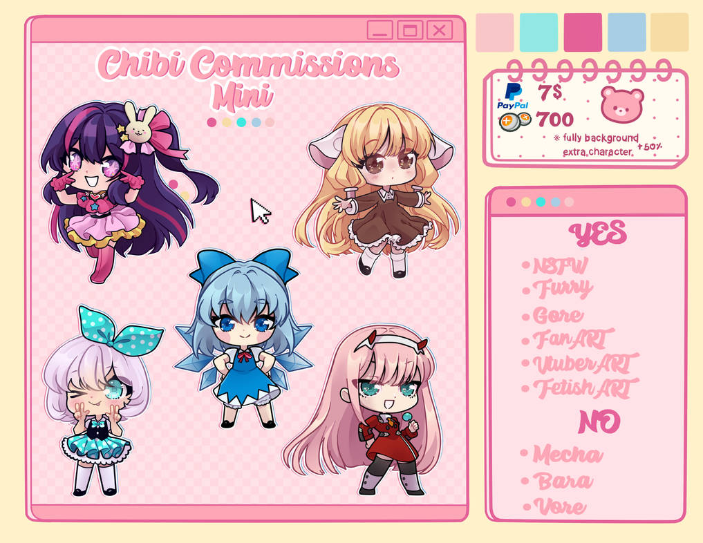 Mini Chibis commission sheet -OPEN- by Isosceless on DeviantArt