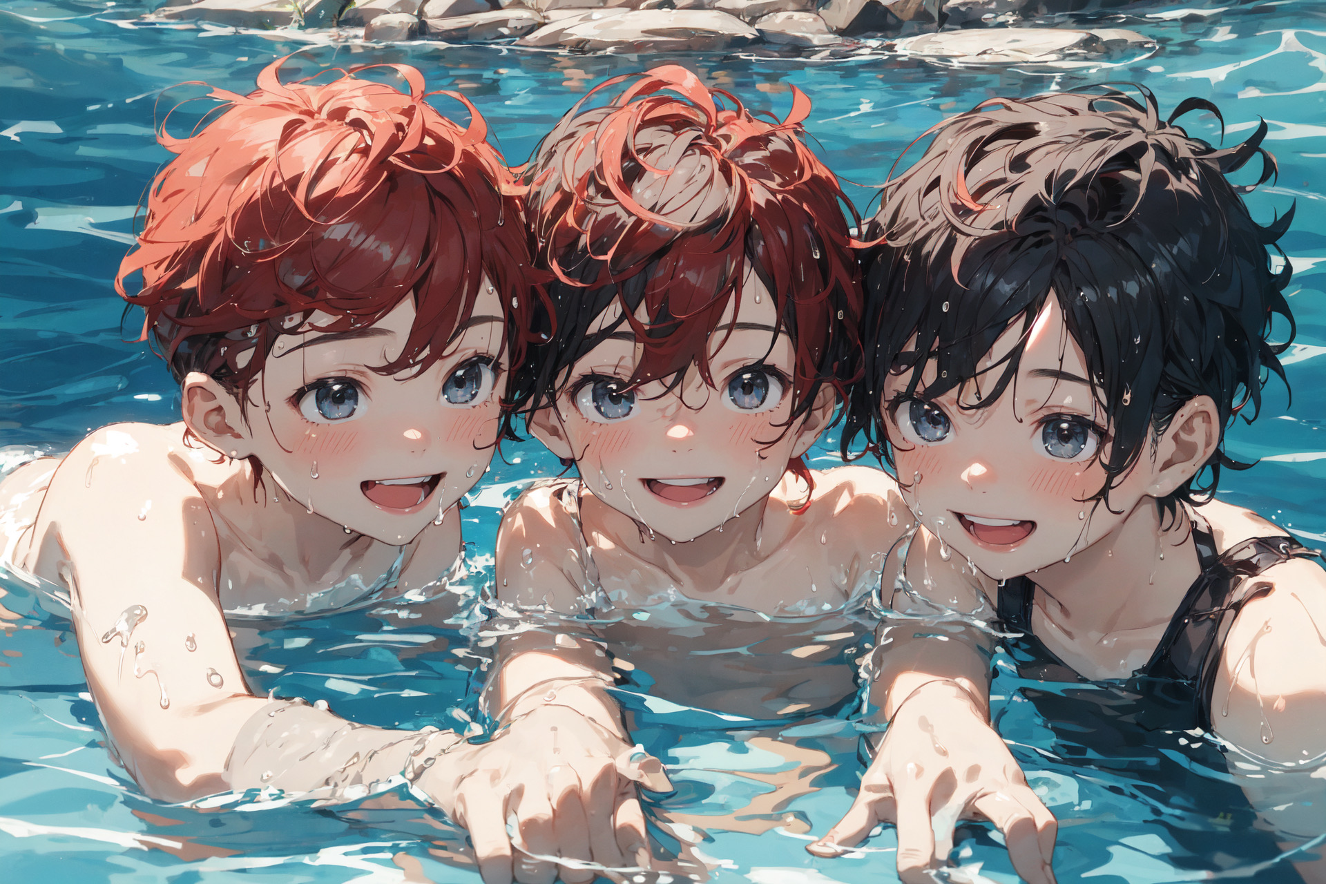 3 boys swimming cute adorable shota by ExpuntifierYT on DeviantArt