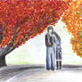 kai and ayu with autumn trees
