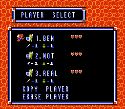 Zelda III Prototype: Player Select