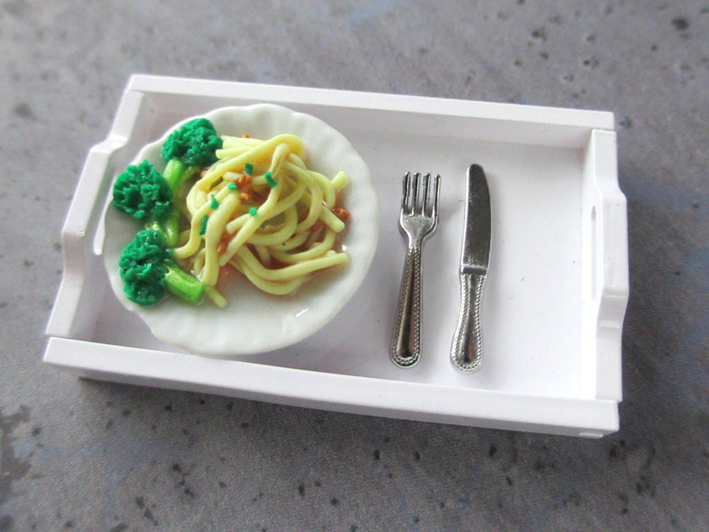 Pasta and Broccoli Dollhouse Miniature