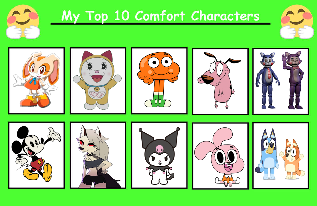 My Top 10 Comfort Characters - By silver F