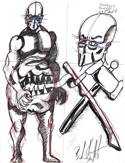 Gluttoney Concept Art Inking 1st Draft