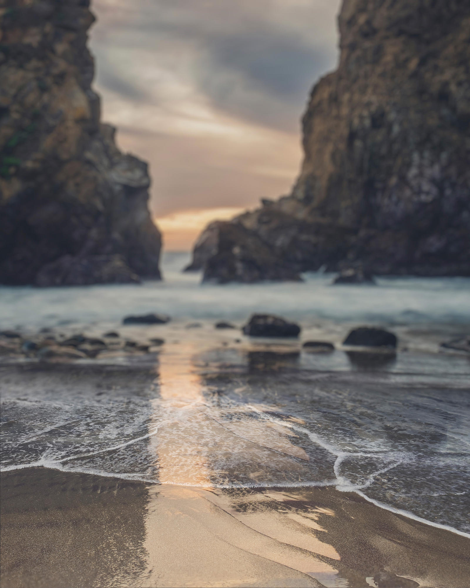 Premade background - Sea shore during sunset