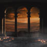Premade background - Castle balcony during sunset